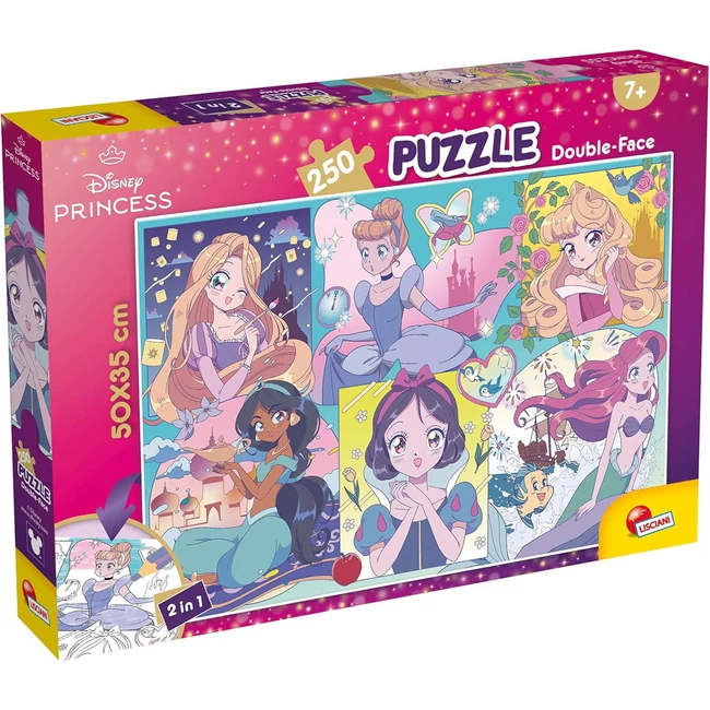 Disney Hercegnők – Mangás varázslat 2 az 1-ben 250 db-os puzzle és színező 50×35 cm – Lisciani