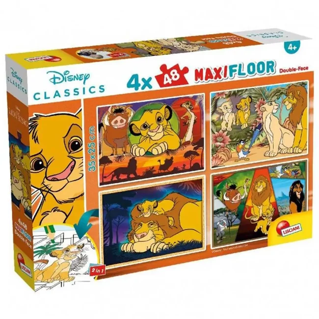 Oroszlánkirály 2 az 1-ben maxi 4×48 db-os puzzle és színező 35×25 cm – Lisciani