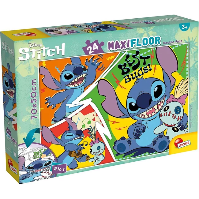 Disney Stitch 2 az 1-ben maxi 24 db-os puzzle és színező 70×50 cm – Lisciani