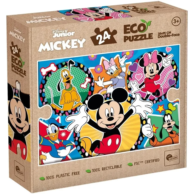 Mickey Egér és barátai 2 az 1-ben 24 db-os Eco mini puzzle és színező 35×25 cm – Lisciani