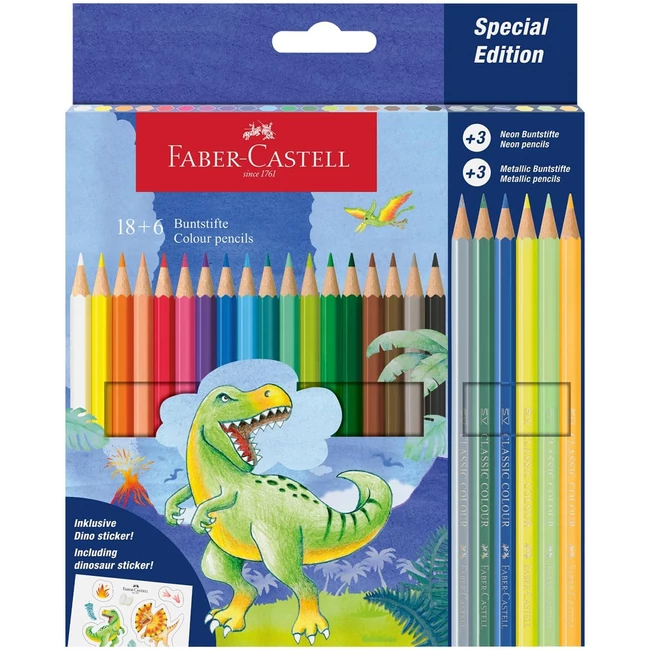 Faber-Castell: Dinoszauruszos színes ceruza szett 18+6 db