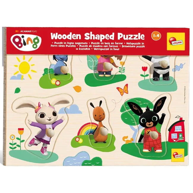 Bing és barátai 6 db-os fa formaválogató puzzle – Lisciani