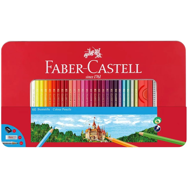 Faber-Castell: Színes ceruza szett fém dobozban 60 db-os