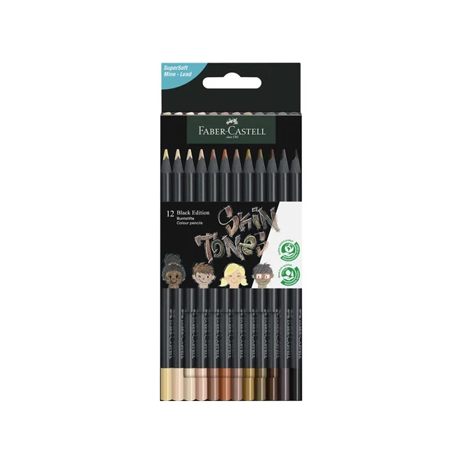 Faber-Castell: Black Edition Skin Tone testszínű 12 db-os színes ceruza készlet