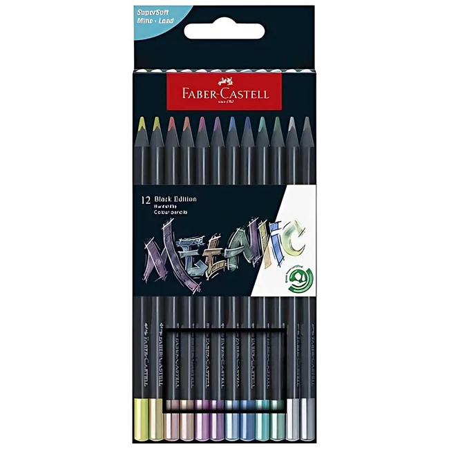 Faber-Castell: Black edition metál színű színesceruza készlet 12 db