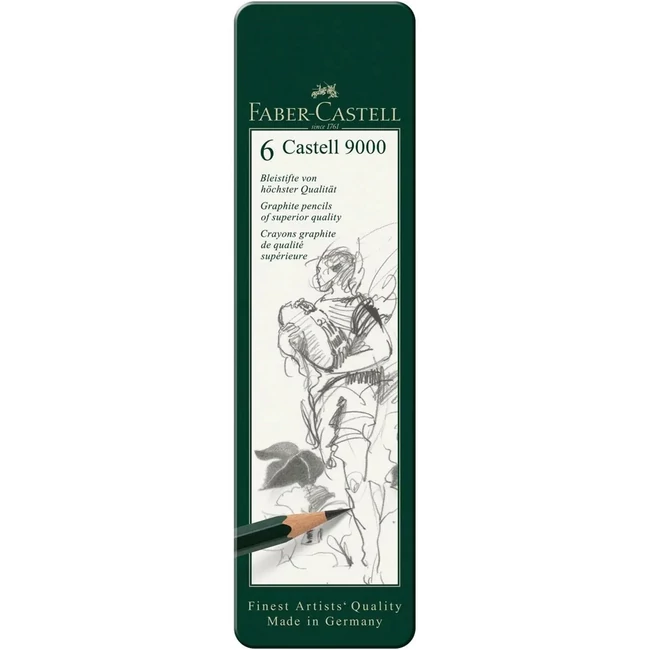 Faber-Castell: Castell 9000 Grafitceruza 6 db-os szett fém dobozban