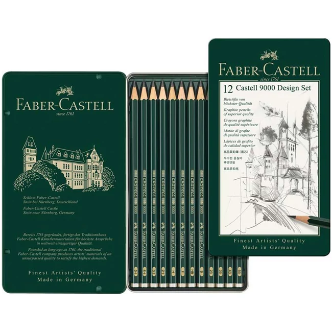 Faber-Castell: 9000 Design grafitceruza szett fém dobozban 12 db-os