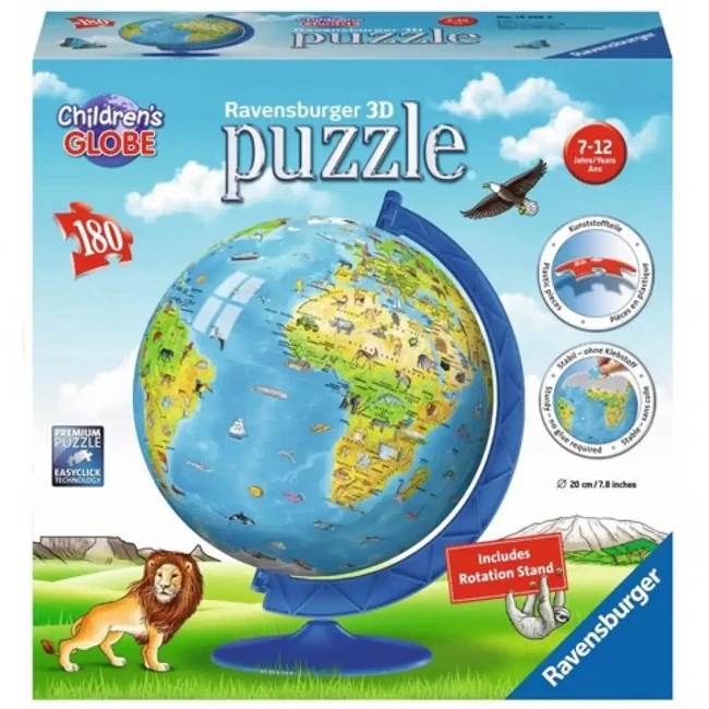Földgömb puzzle a világ állataival 180 db-os – Ravensburger