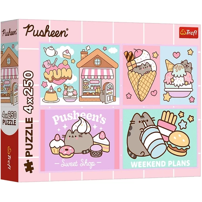 Ismerd meg Pusheen cicát 4×250 db-os puzzle – Trefl