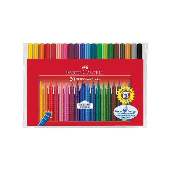 Grip színes kimosható filctoll 20 db-os szett – Faber-Castell