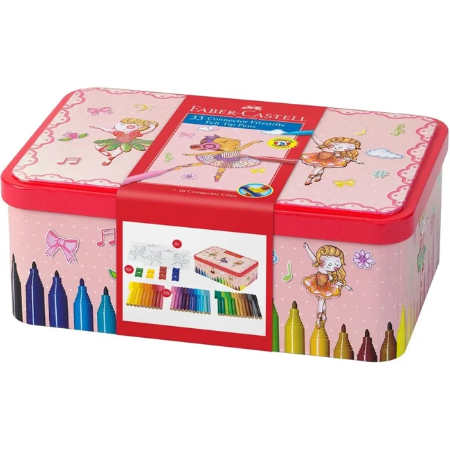 Faber Castell: Connector filctoll készlet 33 db-os Ballerina mintás fém dobozban