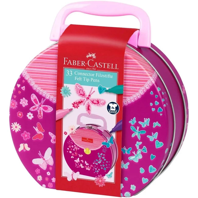 Faber Castell: Connector filctoll készlet 33 db-os pillangós fém kézitáskában