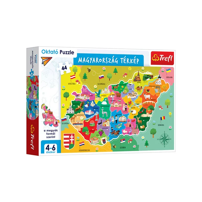Magyarország térképe oktató puzzle 44 db-os – Trefl