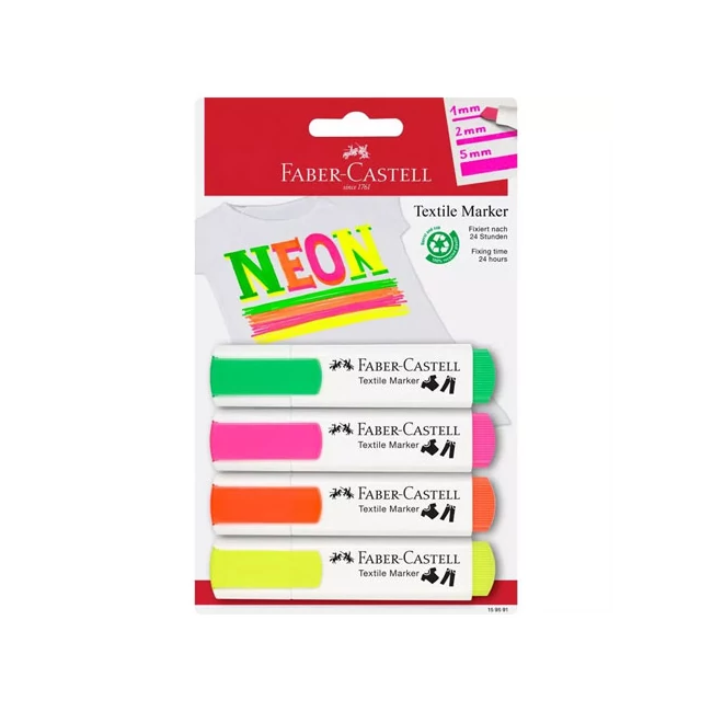 Faber-Castell: Neon színű textilfilc szett 4 db-os
