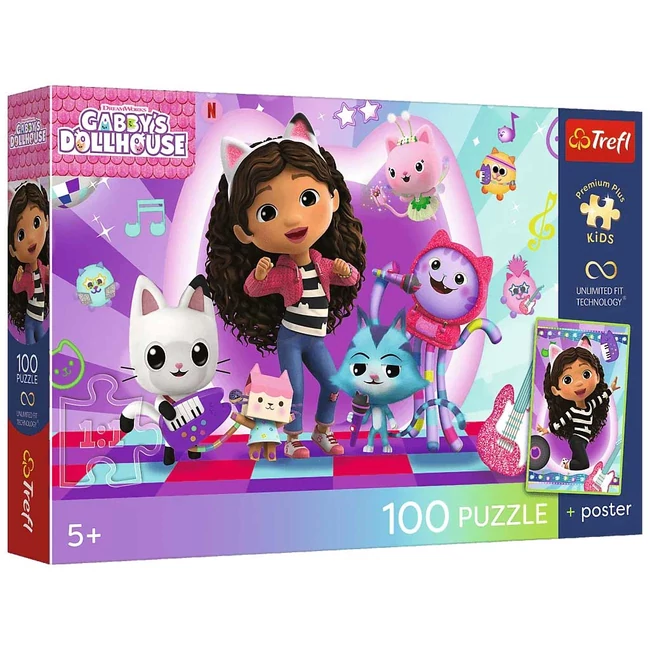 Gabi babaháza Színes macskavilág 100db-os UFT puzzle poszterrel - Trefl