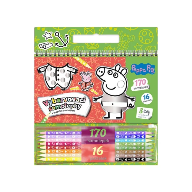 Peppa malac színezhető matrica szett 186 db-os 16 db színes ceruzával