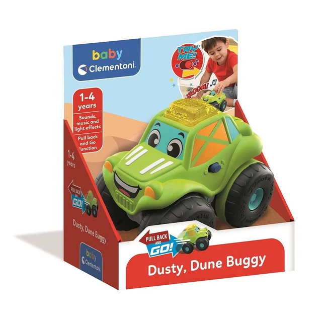 Dusty, hátrahúzós baby dűne buggy hanggal és fénnyel – Clementoni