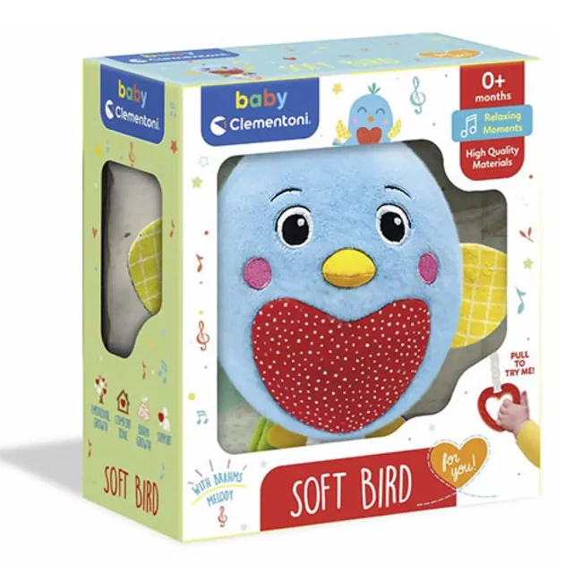 Felhúzható zenélő pihe-puha plüss kismadár – Clementoni baby