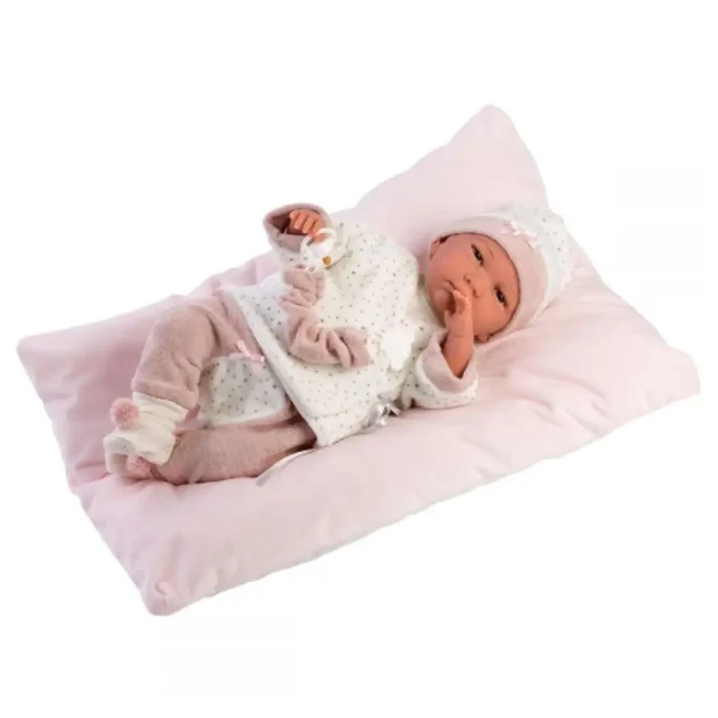 Llorens: Reborn limitált kiadású élethű újszülött baba párnával 42 cm-es
