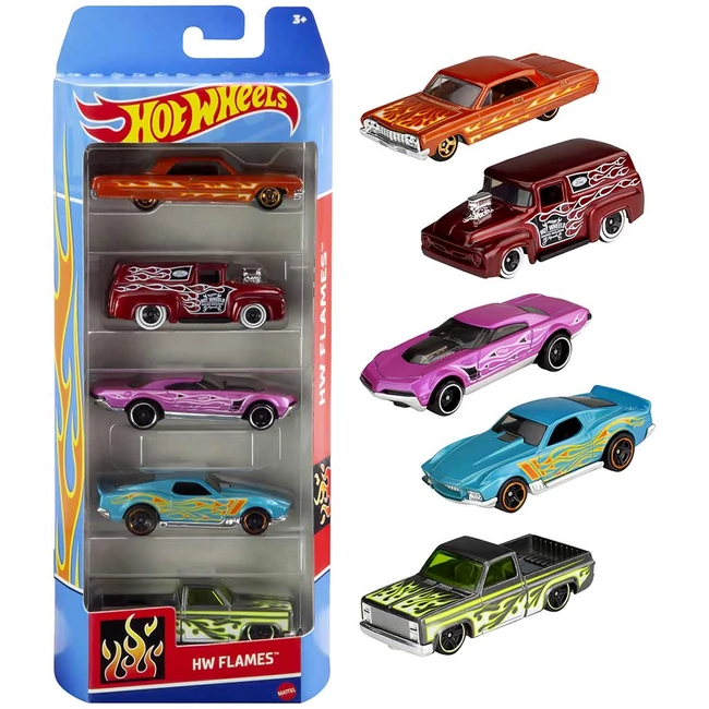 Hot Wheels: Flames 5 db-os kisautó modell szett – Mattel