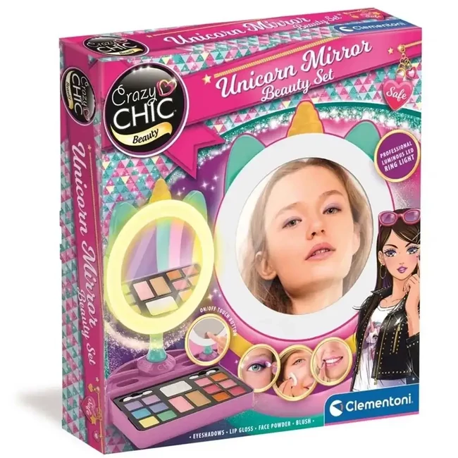 Crazy Chic: Világító unikornisos sminkelő tükör – Clementoni