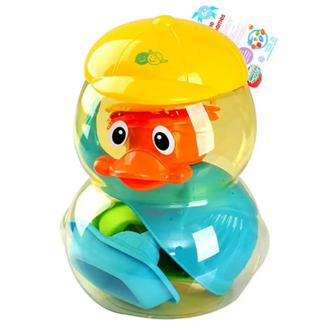 Playgo: Bébi fürdőjáték szett kacsa formájú tárolóban 8 db-os szett