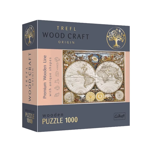 Wood Craft: Régi térkép 1000 db-os prémium fa puzzle – Trefl