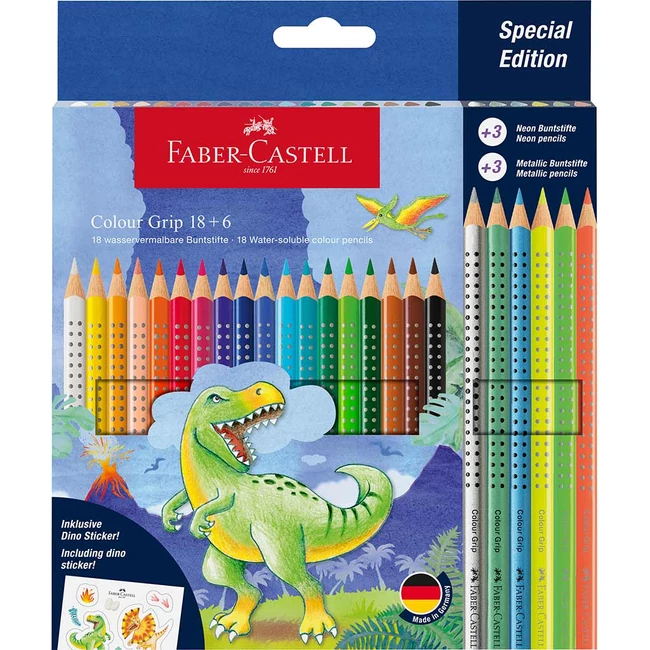 Faber-Castell: Dinoszauruszos Grip színesceruza készlet 18+6 db-os csomag