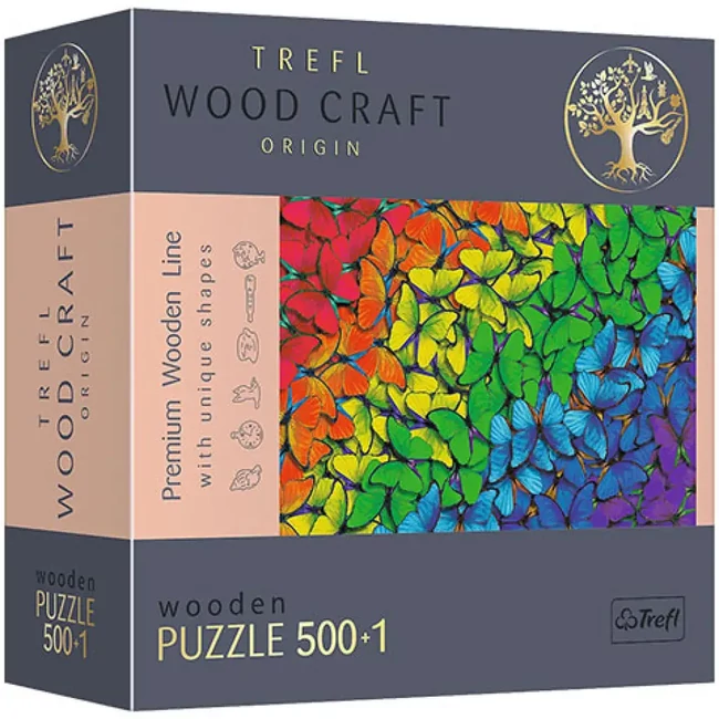 Wood Craft: Szivárvány pillangók fa puzzle 500+1 db-os – Trefl