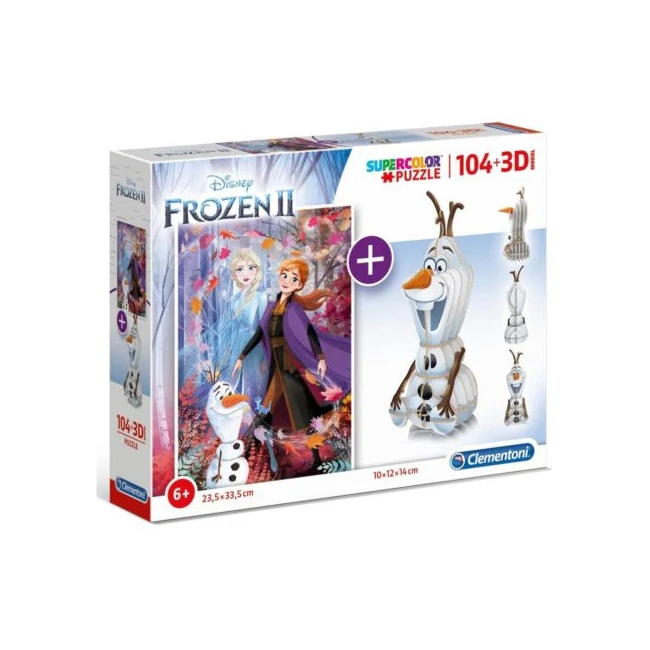 Clementoni: Disney Jégvarázs 2 az 1-ben 104 db-os puzzle és Olaf modell