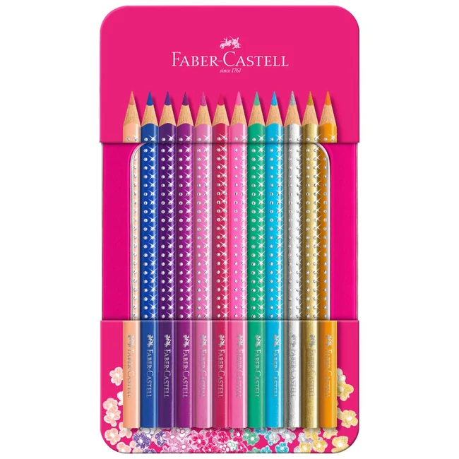 Faber-Castell: Sparkle 12 darabos színesceruza szett fém díszdobozban