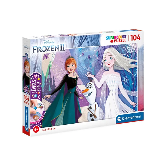 Jégvarázs 2 Elza és Anna hercegnők Supercolor ékszer-puzzle 104 db-os – Clementoni