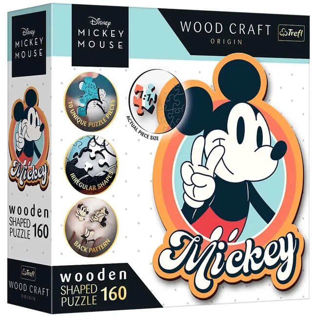 Wood Craft: Disney – Retro Mickey egér 160 db-os prémium fa puzzle – Trefl