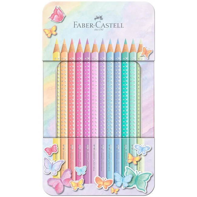 Faber-Castell: Sparkle 12 db-os pasztell színes ceruza készlet fém dobozban