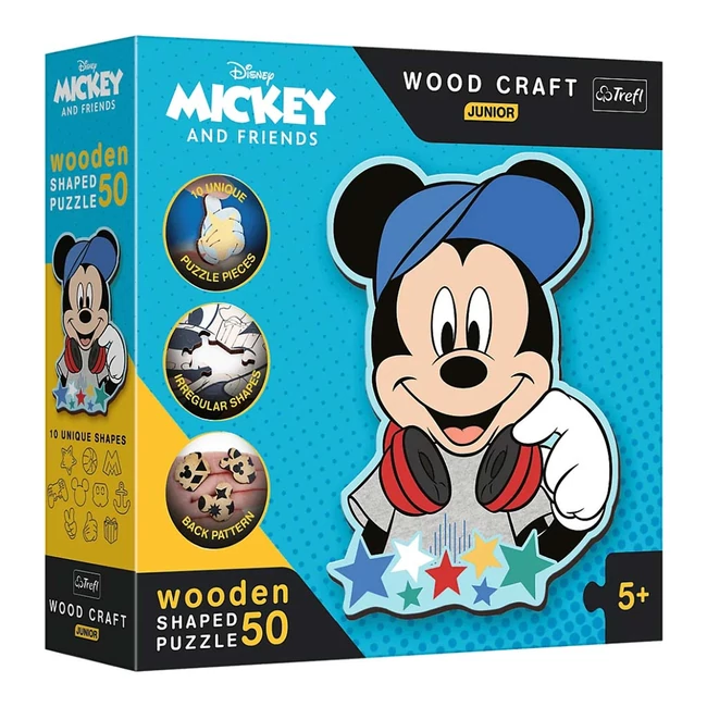 Wood Craft Junior: Disney Mickey egér világa fa puzzle 50 db-os – Trefl