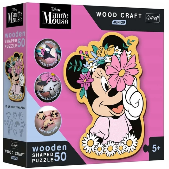 Wood Craft Junior: Disney Minnie egér világa fa puzzle 50 db-os – Trefl