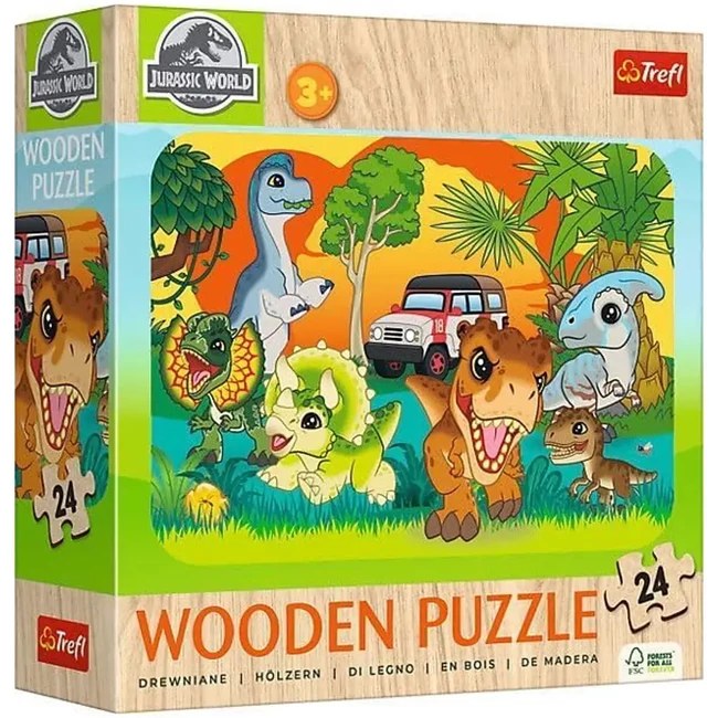 Jurassic World Ismerkedj a dinókkal 24 db-os fa puzzle – Trefl