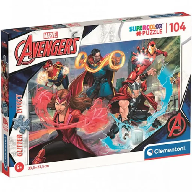Marvel: Bosszúállók Supercolor csillámos-puzzle 104 db-os – Clementoni
