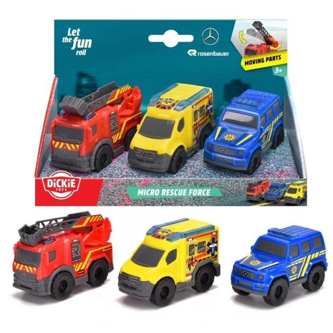 SOS Mikro mentőautók 3 db-os szett 9 cm – Dickie Toys