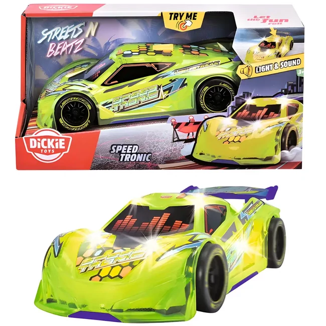 Streets Beatz: Speed Tronic neon zöld autó fénnyel és hanggal 20 cm – Dickie Toys