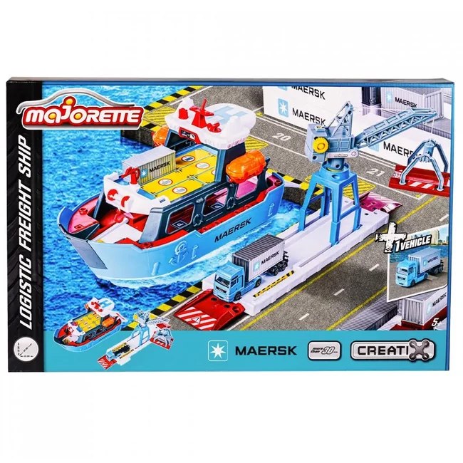 Majorette: Creatix Maersk Teherszállító logisztikai hajó járművel szett – Simba Toys
