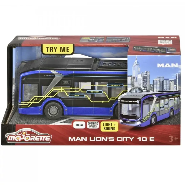Majorette: MAN Lion's City 10E busz fénnyel és hanggal – Simba Toys