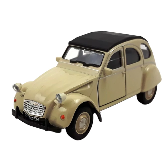 Welly: Citroen 2CV bézs fém kisautó modell 1/64