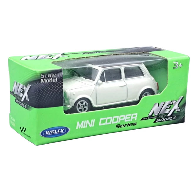 Welly: Mini Cooper 1300 fehér fém kisautó modell 1/64