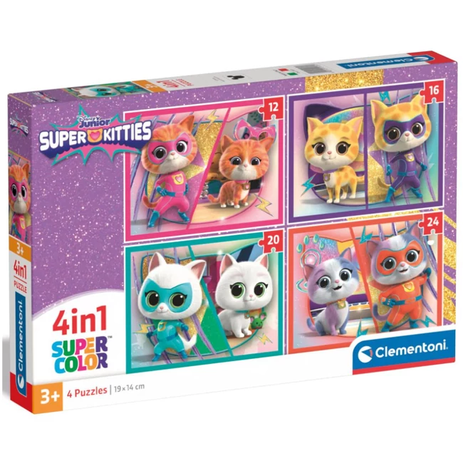 SzuperCicák 4 az 1-ben 12, 16, 20 és 24 db-os puzzle – Clementoni
