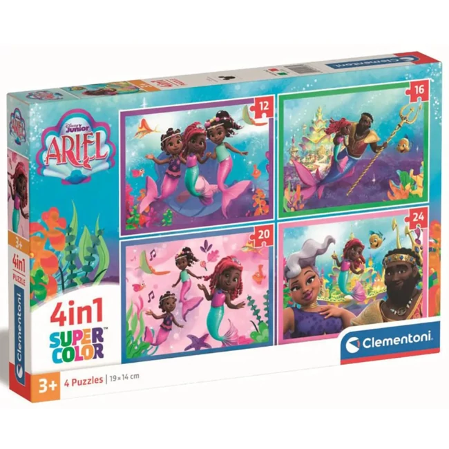 Ariel a kis hableány 4 az 1-ben 12, 16, 20 és 24 db-os puzzle – Clementoni