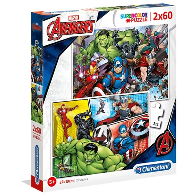 Marvel Bosszúállók Supercolor 2 az 1-ben puzzle 2×60 db-os – Clementoni