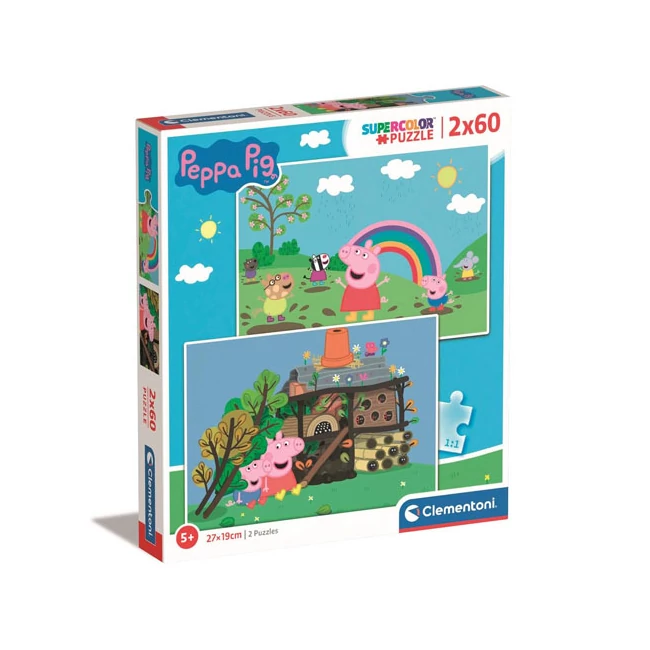Peppa malac Supercolor 2 az 1-ben 2×60 db-os puzzle – Clementoni