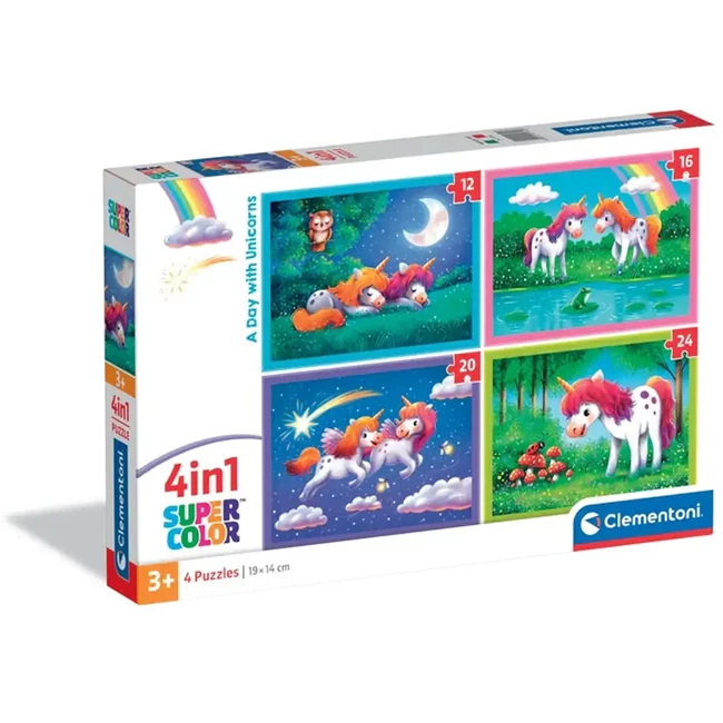 Egy nap az unikornisokkal 4 az 1-ben puzzle – Clementoni