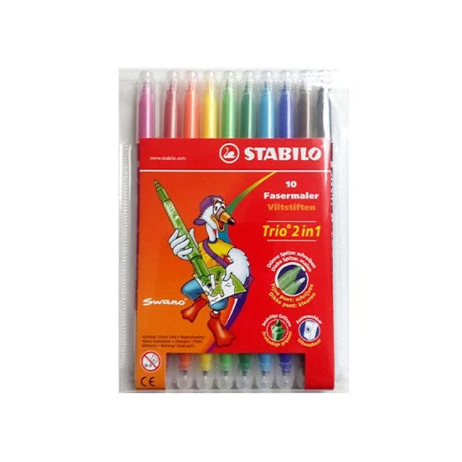 Stabilo: Trio 2in1 színes 10 db-os filctoll szett
